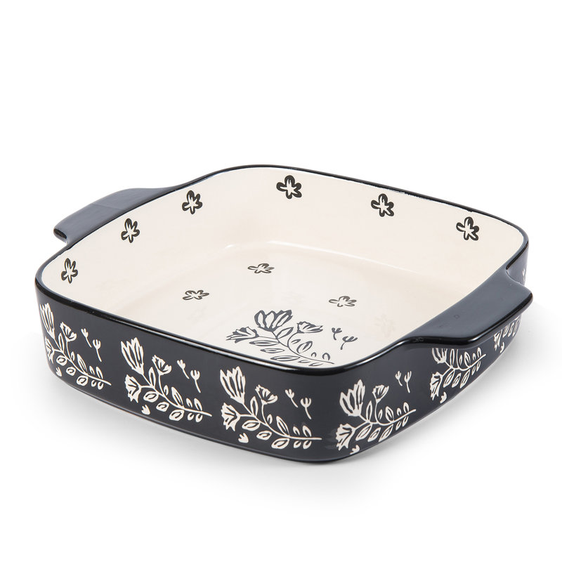 Wisenvoy Square Ceramic Casserole Bakeware, Black