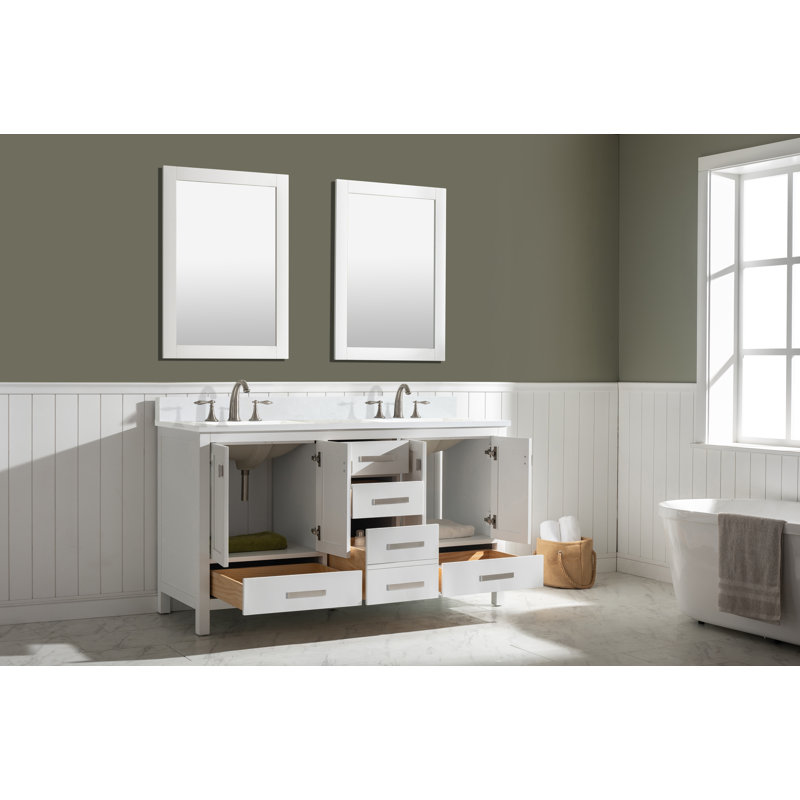 Ensemble de meuble-lavabo double 60 po Binion, Blanc