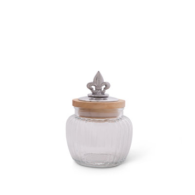 Fleur De Lis Glass Jar