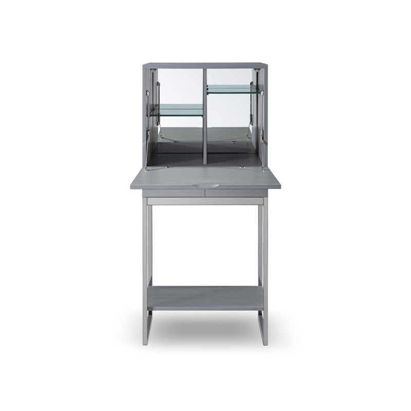 Lakhwinder 59.8cm Home Bar, Grey/Dark Chrome