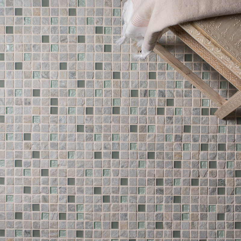 Carreau de plancher en mosaïque de quartz himalayen givré 12 po x 12 po Patchwork Mosaic