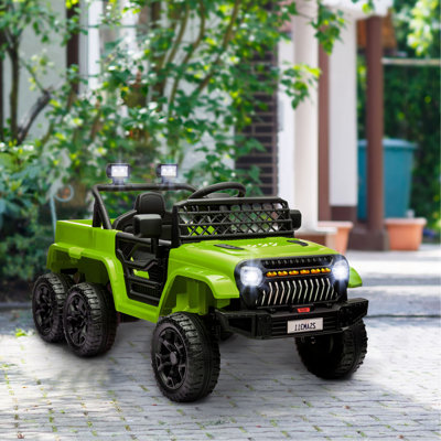 Qaba 12V 4X4 Kids Ride On Truck With Back Trailer,  2WD/4WD Switchable Kids Electric Car With Parent Remote Control, Spring Suspension System, Soft Start, Music, LED Light, Horn