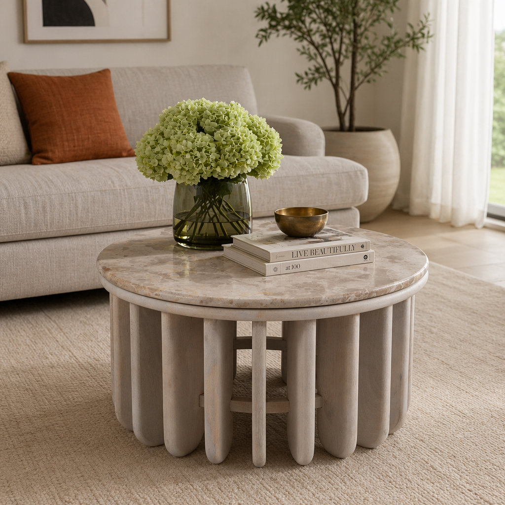 Jeimis 30" Genuine Marble Coffee Table