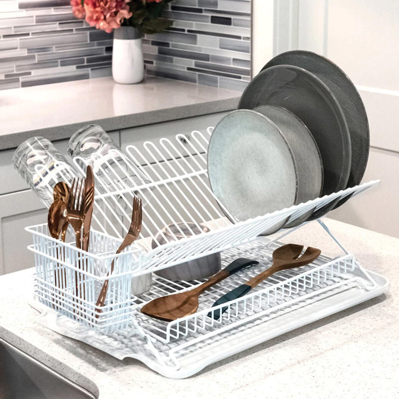 Steel Dish Rack, White