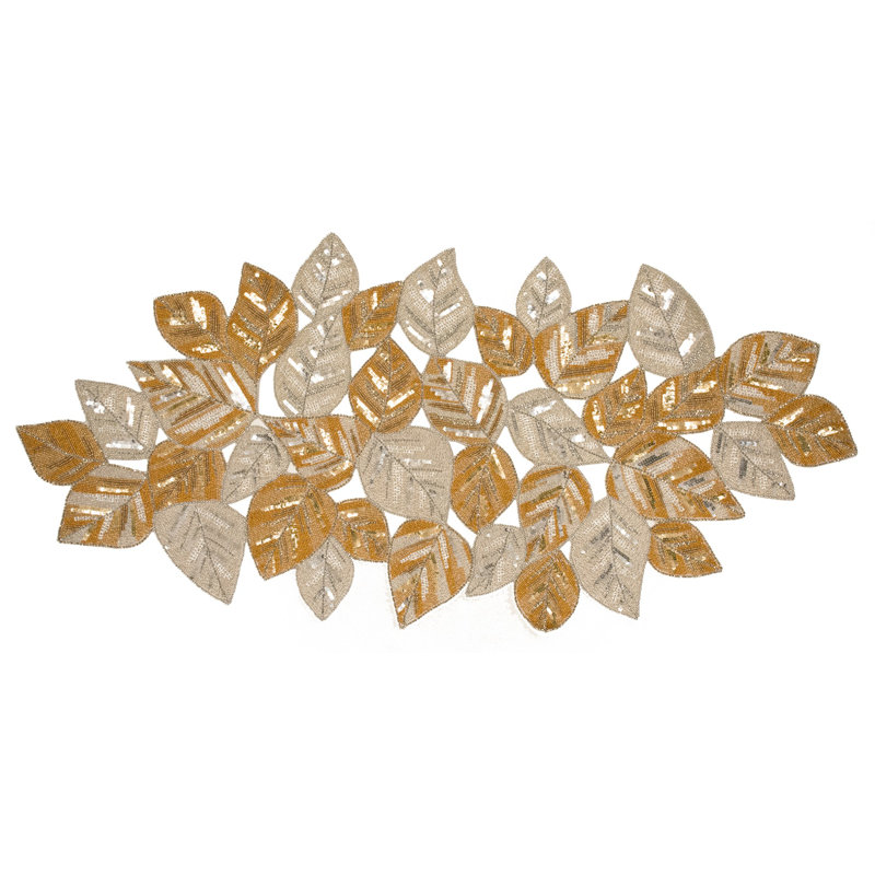 Tan And White Silver Leaves Runner