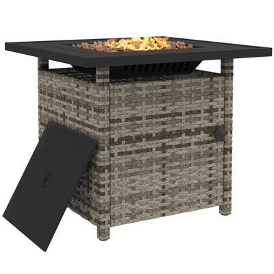 Siun Square Iron Smokeless Fire Pit Table with Hidden Fuel Tank