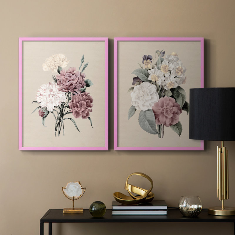 Reproduction encadrée antique botanique I-Premium - prête à être accrochée - aucun clou requis - aucun clou requis, Rose