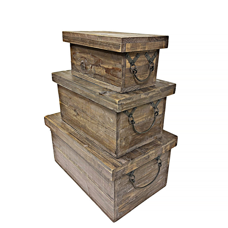 Ensemble de 3 boîtes décoratives en bois Daizhon