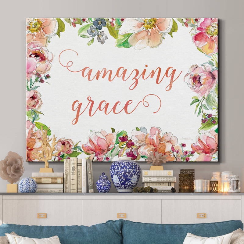 Reproduction d’art textuel sur toile tendue Amazing Grace, H 12 po x l 8 po x P 1 po