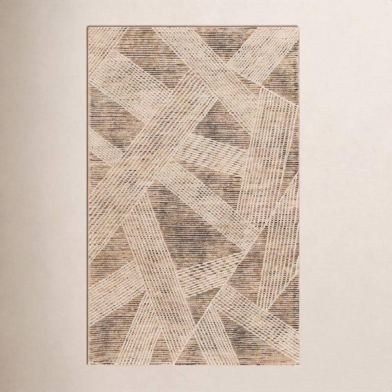 Tapis d'intérieur en laine touffeté à la main Ebony, Rectangulaire 8 pi x 10 pi