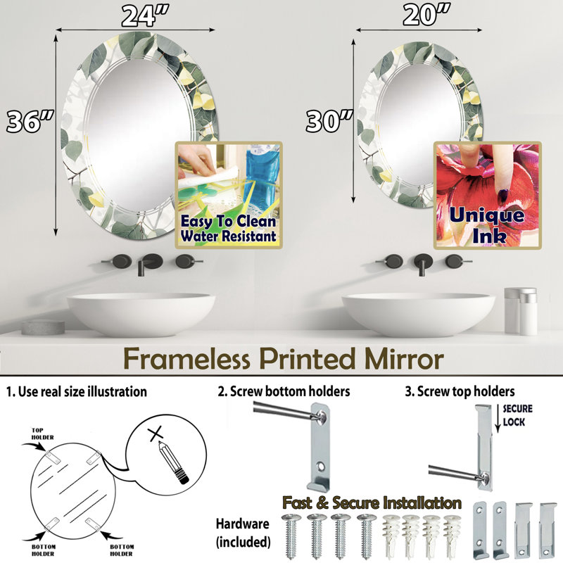 Miroir mural Sepe, 30 po x 20 po