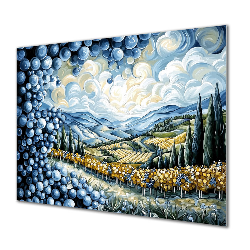 Serene Symphony Of Vineyard II - Paysages, décoration murale en métal, H 12 po x l 20 po x P 0,84 po