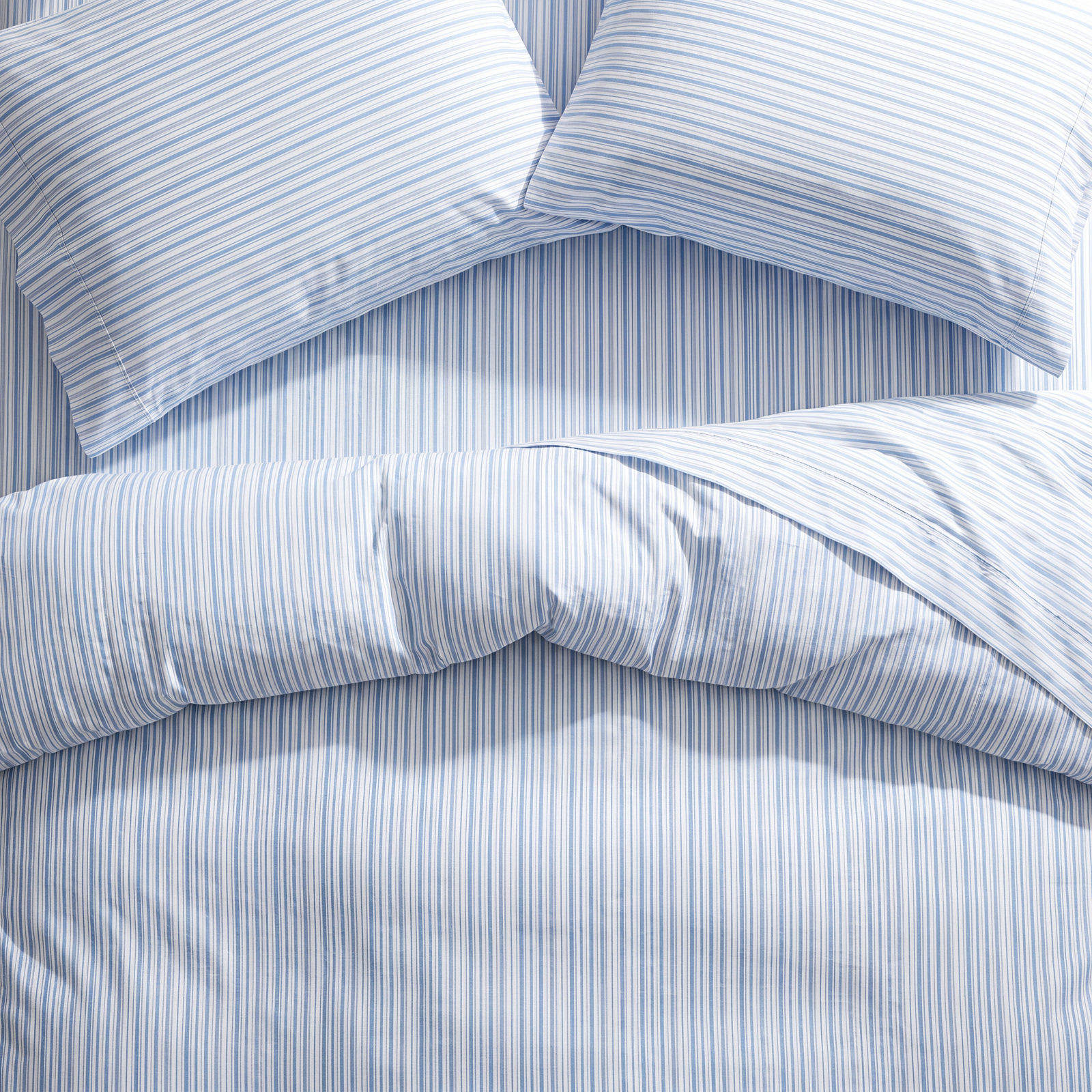 Beford Lane 100% Cotton Percale Sheet Set, Twin Sheet Set + Fitted Sheet + 1 Pillowcase, Blue