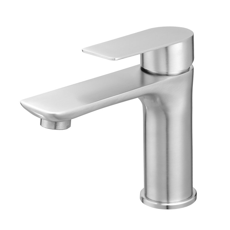 Robinet de lavabo de salle de bain monocorps à monocommande à faible arche en nickel brossé, Brushed Nickel