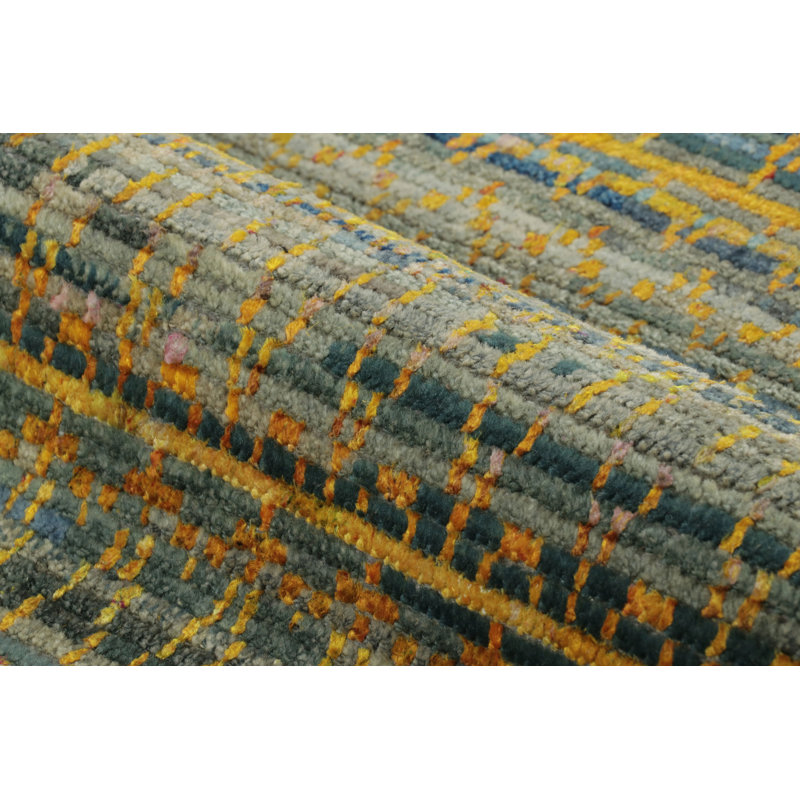 Rug & Kilim’S Moroccan-Inspired Rug In Warm Orange And Green Geometric Pattern