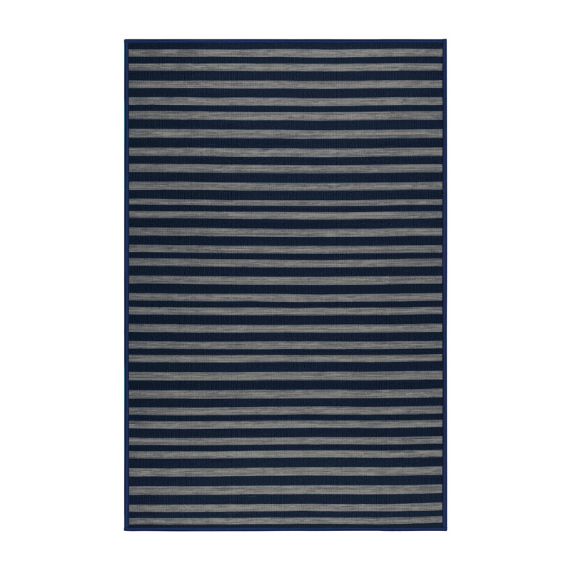 Tapis gris à rayures horizontales lavable à la machine, Rectangle 2 pi x 3 pi