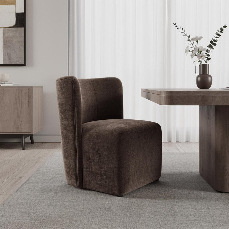 Chaise d'appoint avec roulettes taupe et brun