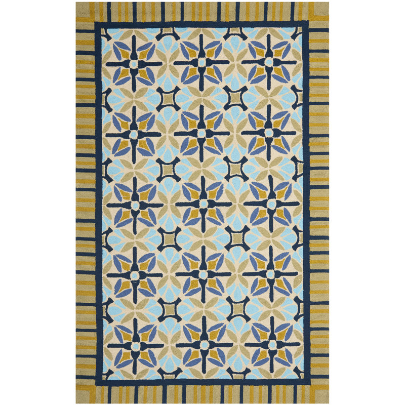 Childers Hand Hooked Performance Floral Rug, Rectangle 8' x 10'