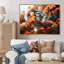 Papillon noir corail flottant grâce sur toile-35326671-35326670