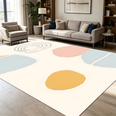 Tapis à motif géométrique abstrait minimaliste 1pc pour le salon, doux et confortable, convient à toutes les saisons, facile à entretenir, lavable à la machine, convient pour la table à manger, la chambre à coucher, le vestibule, le bureau personnel, la décoration intérieure et extérieure.