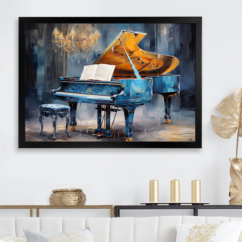 Piano Rhapsody In Blue - Music Piano, art mural, Cadre simple noir, H 30 po x l 40 po x P 1,5 po