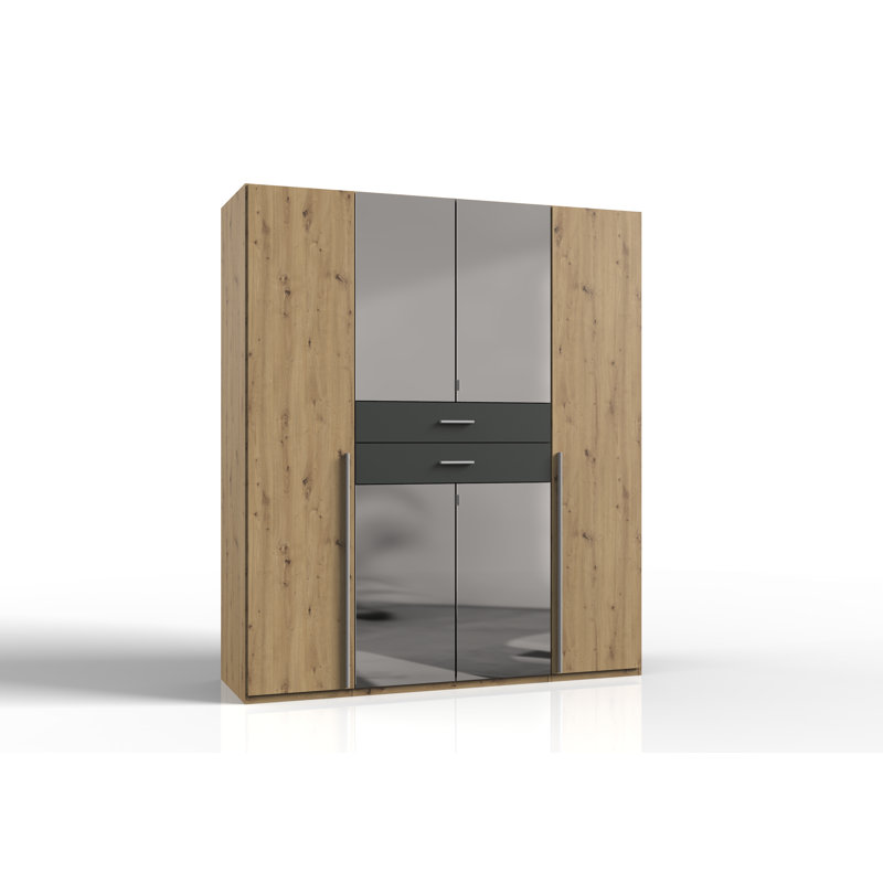 Amandus 6 Door Solid Wood Wardrobe, Artisan oak/graphite