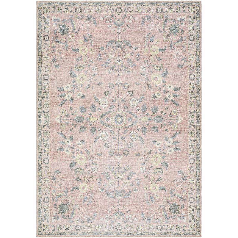 Lympsham Washable Floral Rug, Rectangle 7'6" x 9'5"