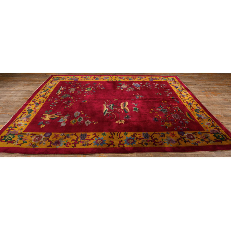 Tapis art déco noué de style floral des années 1920