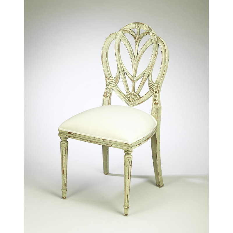 Linen Upholstered Mahogany Side Chair