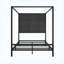 Structure de lit avec structure revêtue, métal, tissu de lin, moderne, auvent gris foncé-1347341704-1347341707