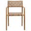 Deeta Indoor-Outdoor Sanded Natural/Medium Brown Finish Teak and Synthetic Rattan Arm Chair, Set of 2