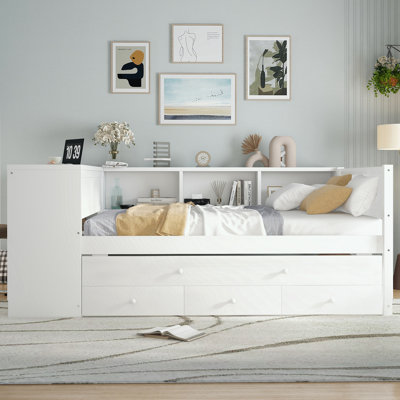 Full Size Daybed with Trundle, Storage Drawers and Side Shelves by Red Barrel Studio