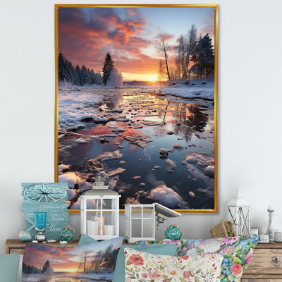 «Winter Sunset Snowfall II», reproduction sur toile