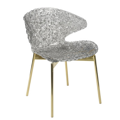 Dainte Swan Luxury Polycarbonate Dining Armchair – Modern Sculptural Accent Chair with Steel Legs for Dining Room & Office