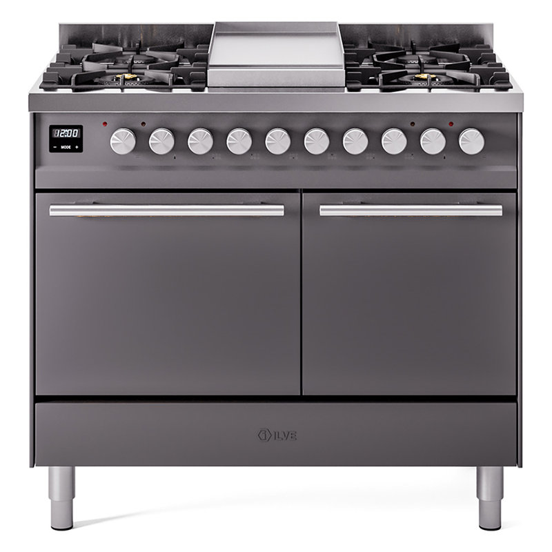 ILVE Professional Plus II 40 in Dual Fuel Range, Natural Gas, Graphite Matte/Stainless Steel