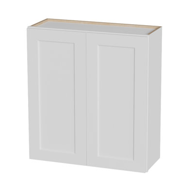  Armoires de buanderie à fixation murale avec portes et tablettes, armoire à pharmacie en bois massif RTA, armoire de rangement blanche Shaker de 33 x 36 x 12 pouces, peu encombrante pour la cuisine, la salle de bain et le garage