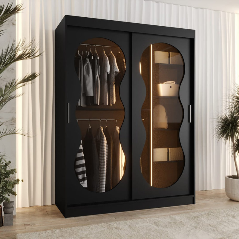 Sylina 2 Door Manufactured Wood Wardrobe, Black