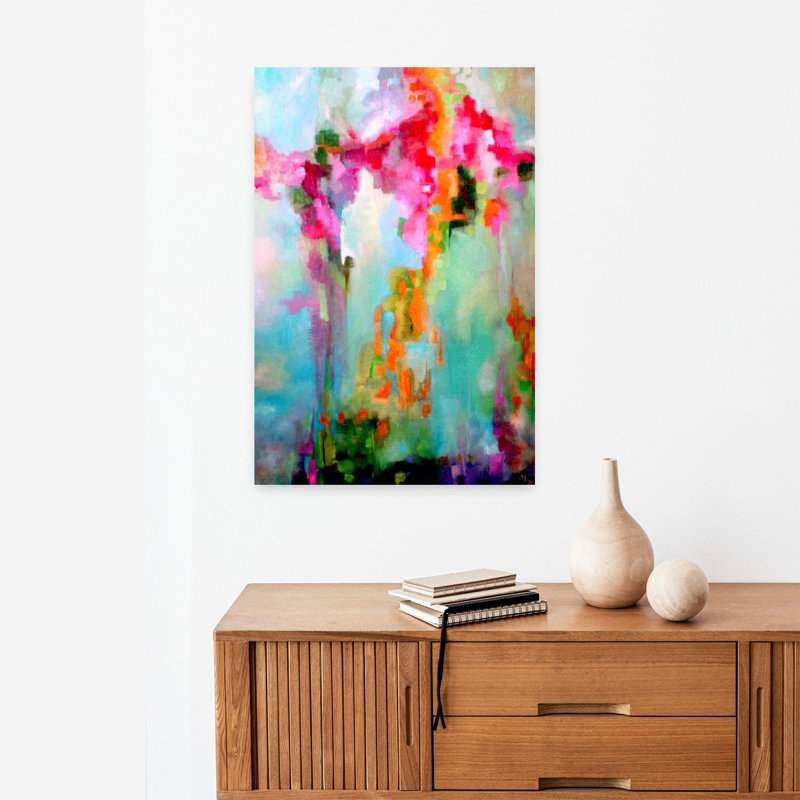 «Vibrant Abstract Garden», art floral coloré et audacieux, H 24 po x l 16 po