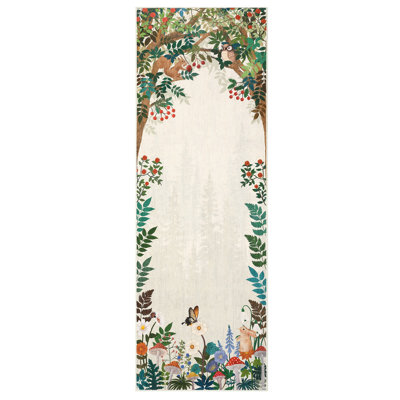 Beige Runner Rug for Kitchen Hallway Entryway Bedroom Washable Non-Slip Low Pile Soft Carpet with Jungle Animal Print Mark Resistant Collapsible Ideal for Bathroom Laundry Nursery Beige 2x6ft