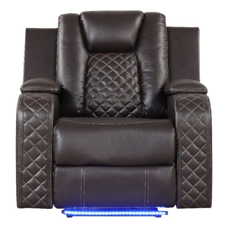 Senol 38'' Faux Leather Reclining Chair, Brown Faux Leather