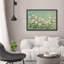 «White Daisy Meadow» sur fond vert doux, reproduction d'art encadrée-396812509-396812511