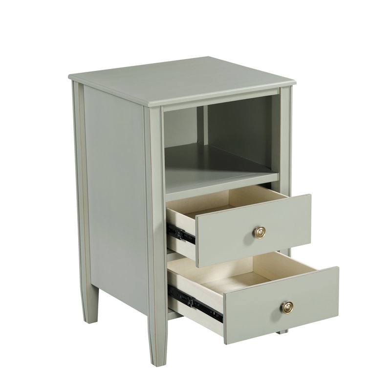 Winston 2-Drawer Storage Nightstand, Antique Gray