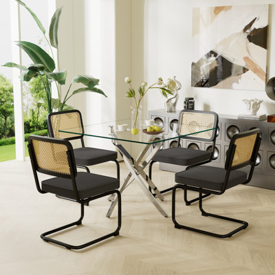 36in Square Glass Top Dining Set