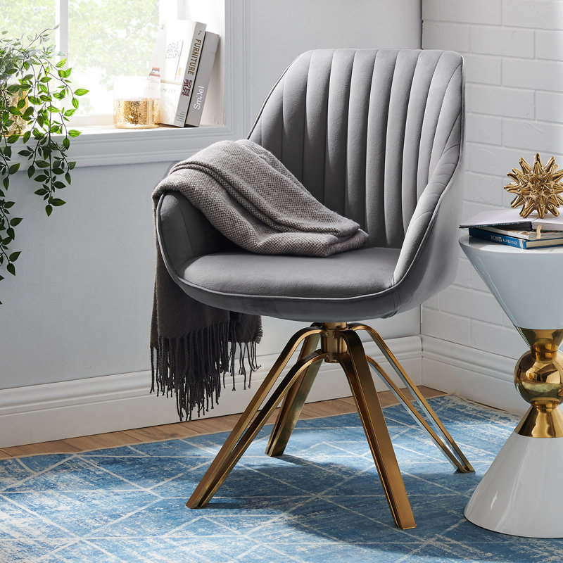 Velvet Swivel Accent Chair, Grey