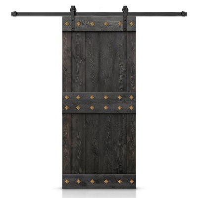 84'' Solid Wood Paneled Painted without Installation Hardware Kit Barn Door