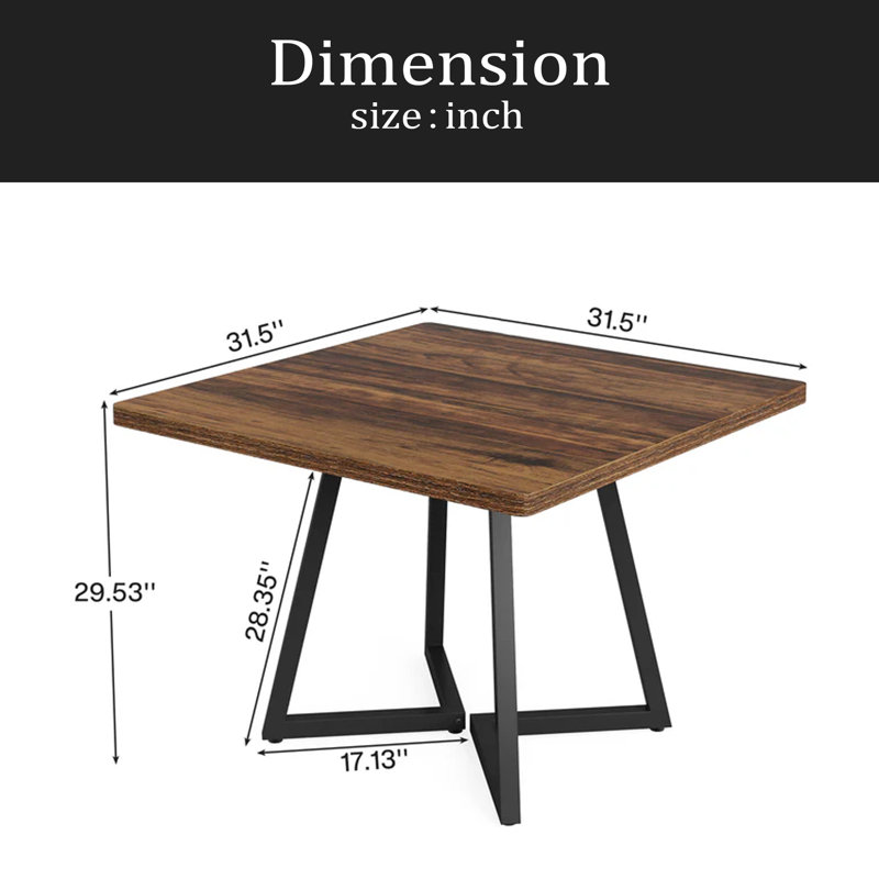 Vintage Square Dining Table,Wood Kitchen Table,Classic Design Dining Table
