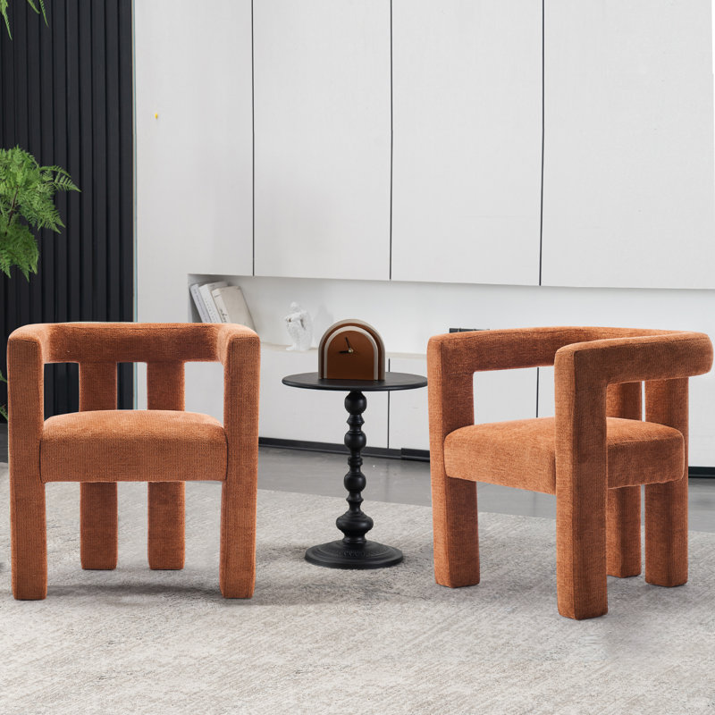 Chaise d'appoint chic (ensemble de 2), Chenille orange