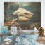 Minimalisme, chasse aux requins - Art mural en bois d'animaux côtiers sur bois de pin naturel-101405812