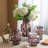 Clear Glass Accent Vase with Artistic Amber Spots
