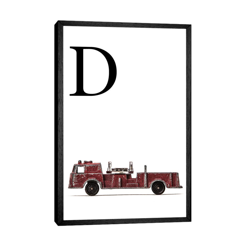 D Fire Engine Letter - Print on Canvas, 101.6 cm H x 66.04 cm W, Black Framed